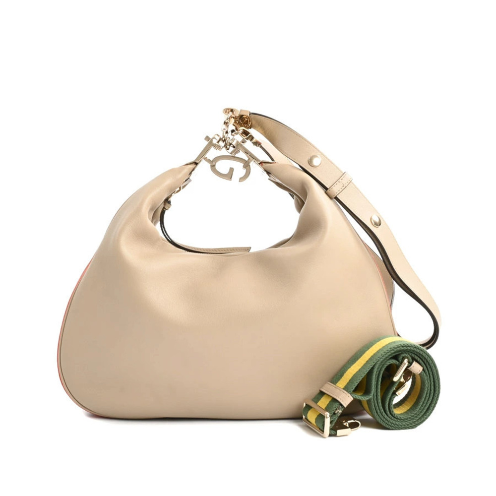 Gucci Attache Shoulder Bag Leather Beige Tan